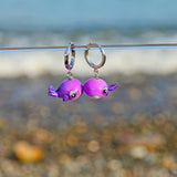 Purple Whale Earrings