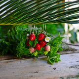 Wild Strawberry earrings, Glass earrings, Berries earrings, Murano Glass
