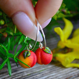 Peach Earrings, Fruit Earrings, Hoop Earrings, Cute Earrings, Earrings For Women, Statement Earrings, Gift for Her, Valentine's Day
