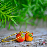 Peach Earrings, Gold Plated, Fruit Earrings, Botanical Earrings, Earrings For Women, Valentine's Day Gift, Mother Gifts, Gift For Her