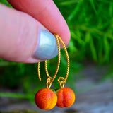 Peach Earrings, Gold Plated, Fruit Earrings, Botanical Earrings, Earrings For Women, Valentine's Day Gift, Mother Gifts, Gift For Her