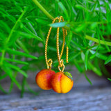 Peach Earrings, Gold Plated, Fruit Earrings, Botanical Earrings, Earrings For Women, Valentine's Day Gift, Mother Gifts, Gift For Her