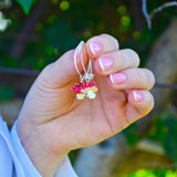 Red Mushroom Earrings, Murano Glass, Lampwork