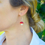 Mushroom Earrings, Toadstool Earrings, Amanita Muscaria, Murano Glass