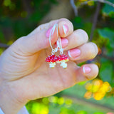 Red Mushroom Earrings, Murano Glass, Lampwork