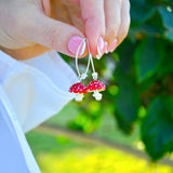 Red Mushroom Earrings, Murano Glass, Lampwork