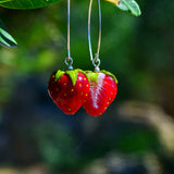 Strawberry Earrings, Realistic Berry, Earrings For Women, Gifts For Her, Murano Glass