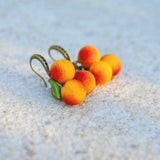 Peaches Earrings, Glass Earrings, Fruit Earrings, Lampwork