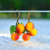 Peaches Earrings, Glass Earrings, Fruit Earrings, Lampwork