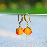 Peaches Earrings, Boho Fruit Earrings, Murano Glass, Lampwork