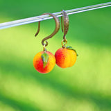 Peaches Earrings, Boho Fruit Earrings, Murano Glass, Lampwork