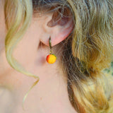 Peaches Earrings, Boho Fruit Earrings, Murano Glass, Lampwork