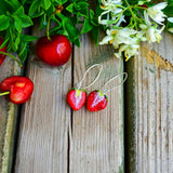 Strawberry Earrings, Realistic Berry, Earrings For Women, Gifts For Her, Murano Glass
