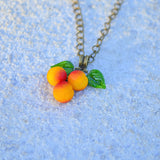 Peaches Necklace, Fruit Jewelry, Miniature Food, Glass Jewelry
