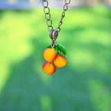 Peaches Necklace, Fruit Jewelry, Miniature Food, Glass Jewelry