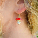 Mushroom Earrings, Autumn Earrings, Forestcore Earrings, Murano Glass