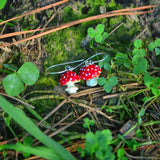 Mushroom Earrings, Autumn Earrings, Forestcore Earrings, Murano Glass
