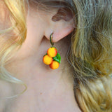 Peaches Earrings, Glass Earrings, Fruit Earrings, Lampwork