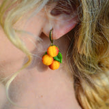 Peaches Earrings, Glass Earrings, Fruit Earrings, Lampwork