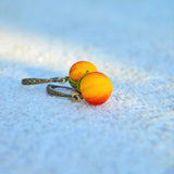 Peaches Earrings, Boho Fruit Earrings, Murano Glass, Lampwork