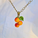 Peaches Necklace, Fruit Jewelry, Miniature Food, Glass Jewelry