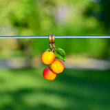 Peaches Necklace, Fruit Jewelry, Miniature Food, Glass Jewelry