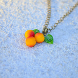 Peaches Necklace, Fruit Jewelry, Miniature Food, Glass Jewelry