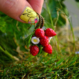 Wild Strawberry earrings, Glass earrings, Berries earrings, Murano Glass