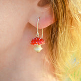 Mushroom Earrings, Autumn Earrings, Forestcore Earrings, Murano Glass