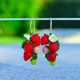 Wild Strawberry earrings, Glass earrings, Berries earrings, Murano Glass