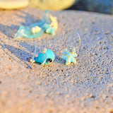Blue Whale Earrings, Sterling Silver, Murano Glass, Starfish Earrings