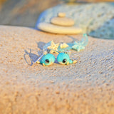 Blue Whale Earrings, Sterling Silver, Murano Glass, Starfish Earrings