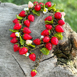 Wild Strawberry Bracelet, Red Jewelry, Murano Glass, Berry Bracelet, Lampwork