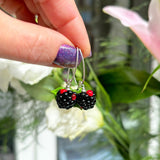 Summer Berries Earrings, Blackberry Earrings, Sterling Silver, Murano Glass