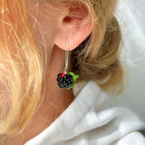 Blackberry Stud Earrings, Botanical Earrings, Minimalist earrings, Statement Earrings, Lampwork, Gifts For Her