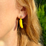 Banana Earrings, Fruit Earrings, Murano Glass, Sterling SIlver, Lampwork