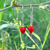 Wild Strawberry Earrings, Handmade, Berry Earrings, Murano Glass, 925 Sterling Silver, Lampwork