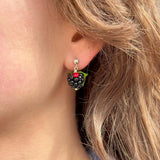 Blackberry Earrings, Berry Earrings, Sterling Silver, Murano Glass, Lampwork