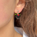 Blackberry Earrings, Berry Earrings, Sterling Silver, Murano Glass, Lampwork