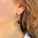 Blackberry Earrings, Food-Inspired Jewelry, Sterling Silver, Murano Glass, Lampwork