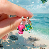 Lucky Starfish Earrings, Handcrafted, Murano Glass, 925 Sterling Silver, Lampwork