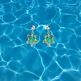 Lucky Starfish Earrings, Handcrafted, Murano Glass, 925 Sterling Silver, Lampwork