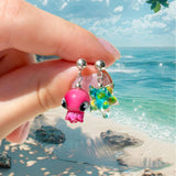 Lucky Octopus Earrings, Handcrafted, Murano Glass, 925 Sterling Silver, Lampwork