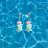 Lucky Starfish Earrings, Handmade, Murano Glass, 925 Sterling Silver, Lampwork