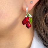 Pomegranate Seed Earrings, Handcrafted, 925 Sterling Silver, Murano Glass, Lampwork