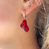 Pomegranate Seed Earrings, Handcrafted, 925 Sterling Silver, Murano Glass, Lampwork