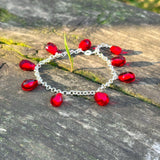 Pomegranate Seed Bracelet, 925 Sterling Silver, Murano Glass, Handcrafted, Lampwork