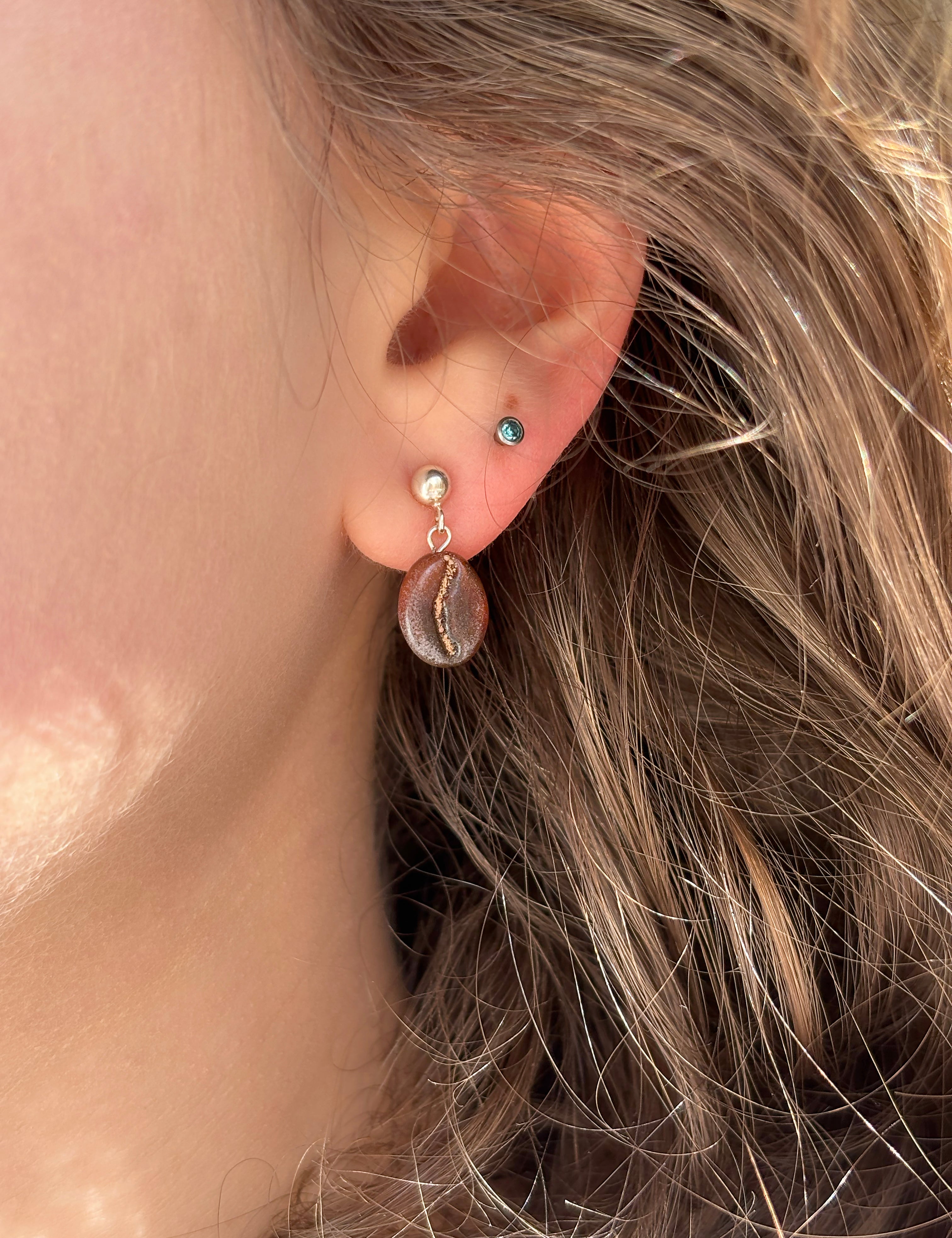 Lucky Coffee Bean Stud Earrings
