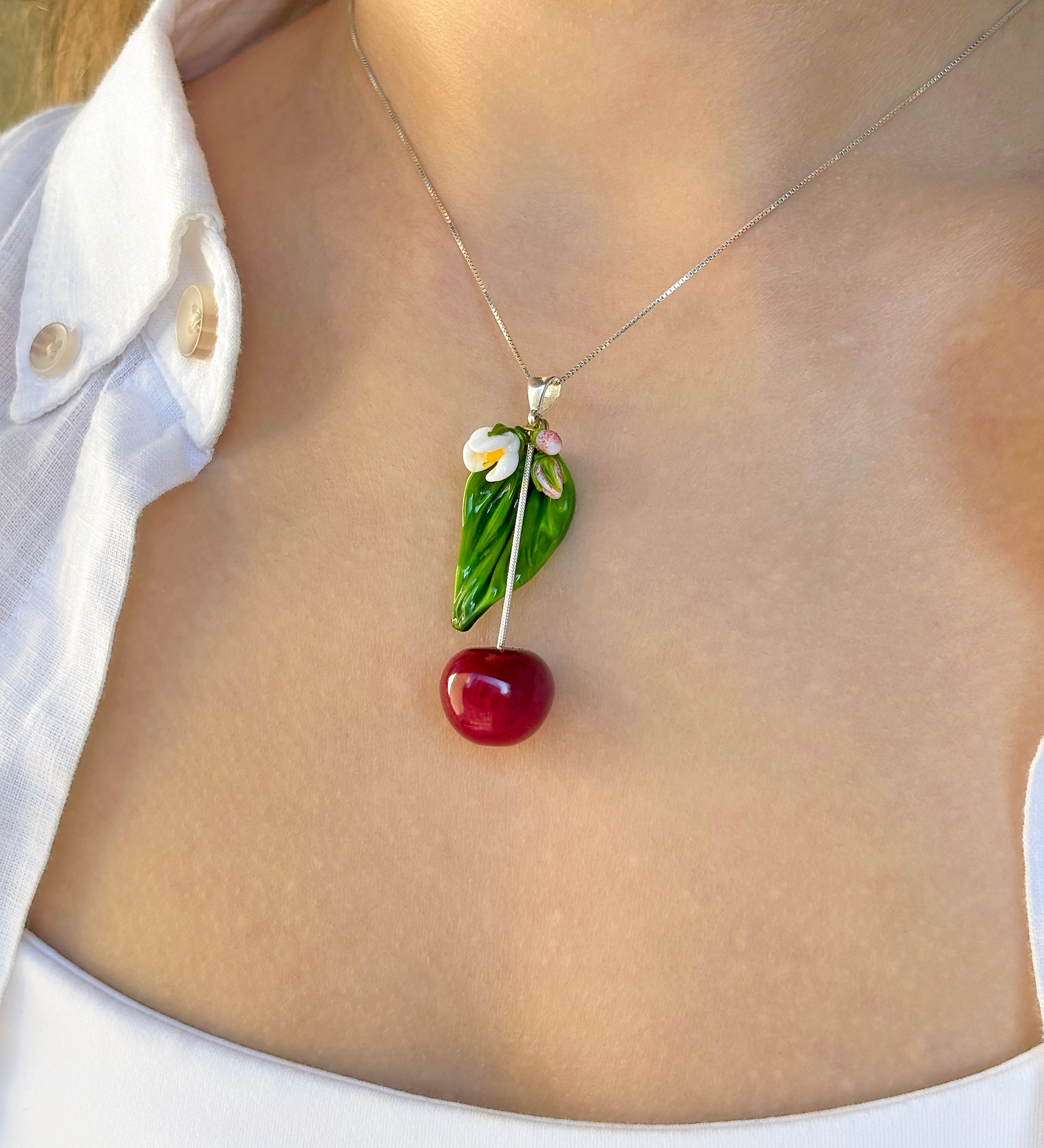 Lucky Cherry Branch Necklace
