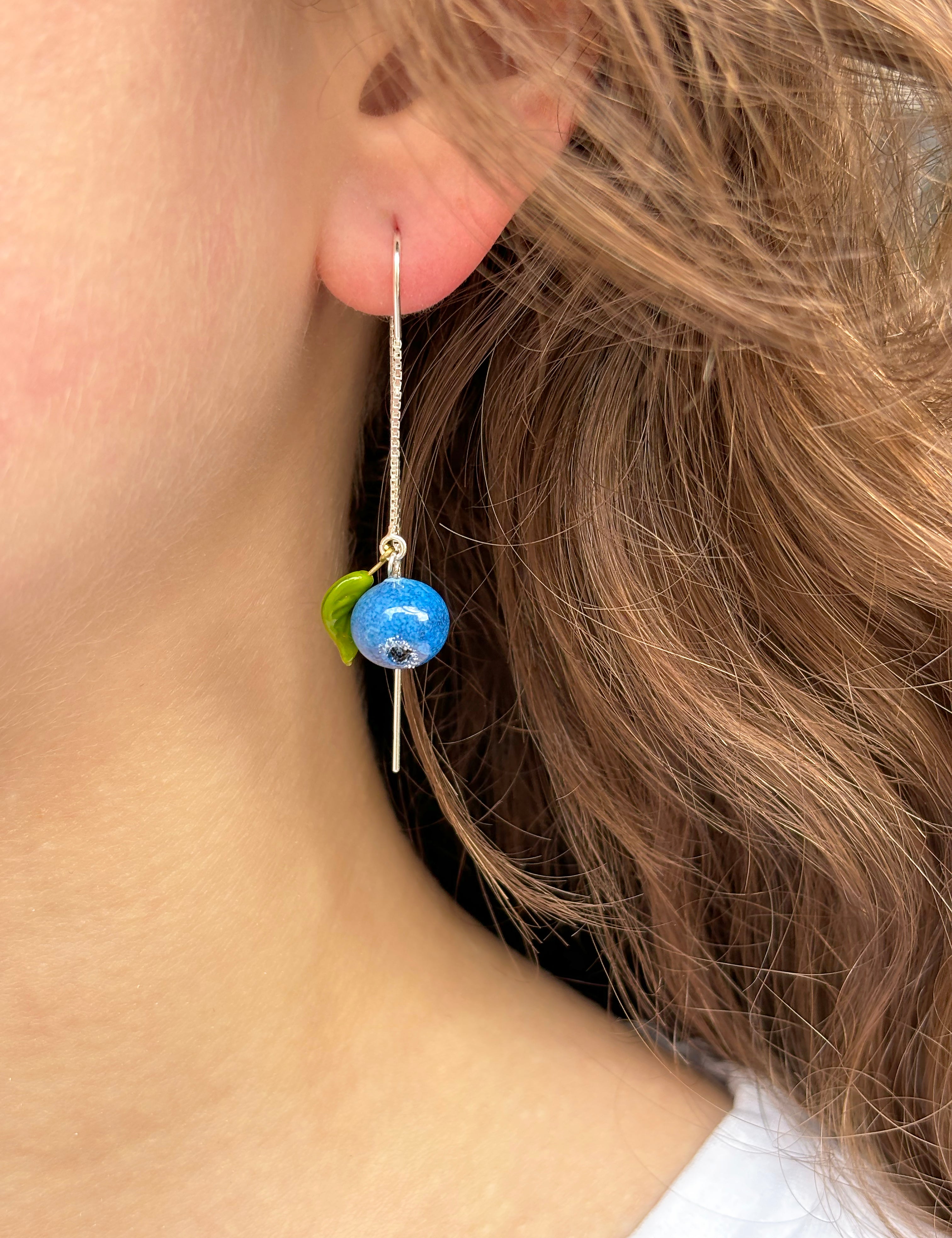 Blueberry Leaf Dangle Earrings